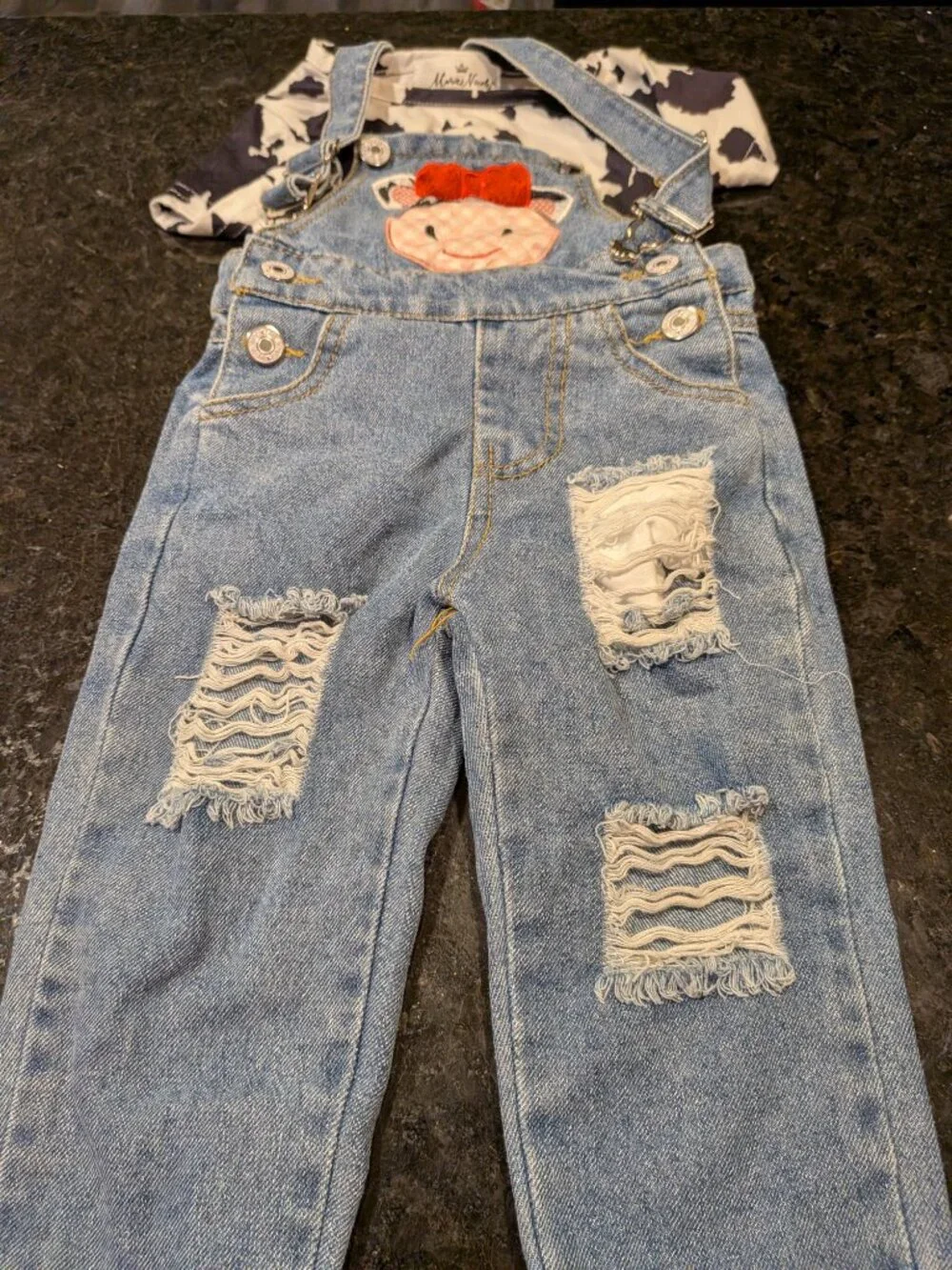 Cow Denim Overall and Shirt Set